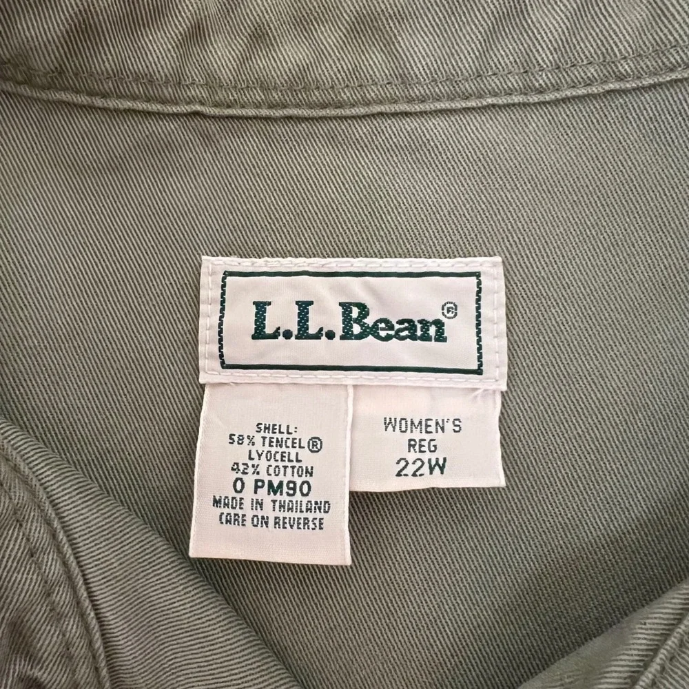LL Bean Womens Utility Field Chore Barn Jacket Olive Green Y2K Unlined Size‎ 22W - Picture 7 of 9